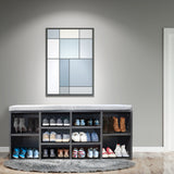 NNEDSZ  Decor 2 in 1 Shoe Organiser With Bench Storage - Black And Grey