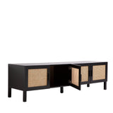 NNEDSZ Decor Tulum Rattan Entertainment Unit TV Stand Cabinet Storage Black