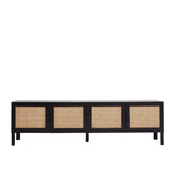 NNEDSZ Decor Tulum Rattan Entertainment Unit TV Stand Cabinet Storage Black