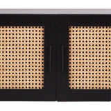 NNEDSZ Decor Tulum Rattan Entertainment Unit TV Stand Cabinet Storage Black