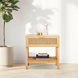 NNEDSZ Decor Santiago Rattan Bedside Table Drawers Table Nightstand Cabinet Oak