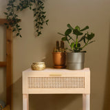 NNEDSZ Decor Santiago Rattan Bedside Table Drawers Table Nightstand Cabinet Oak