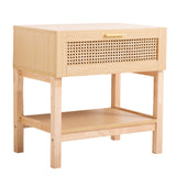 NNEDSZ Decor Santiago Rattan Bedside Table Drawers Table Nightstand Cabinet Oak