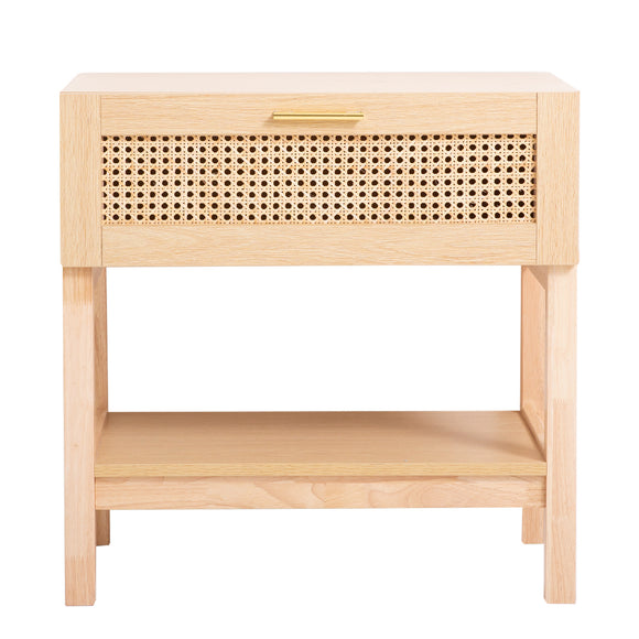 NNEDSZ Decor Santiago Rattan Bedside Table Drawers Table Nightstand Cabinet Oak