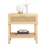 NNEDSZ Decor Santiago Rattan Bedside Table Drawers Table Nightstand Cabinet Oak