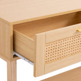 NNEDSZ Decor Santiago Rattan Console Table Entry Table Storage Hallway Wood Oak