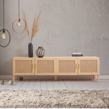 NNEDSZ Decor Santiago Rattan Entertainment Unit TV Stand Cabinet Storage Oak