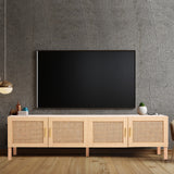 NNEDSZ Decor Santiago Rattan Entertainment Unit TV Stand Cabinet Storage Oak