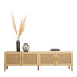 NNEDSZ Decor Santiago Rattan Entertainment Unit TV Stand Cabinet Storage Oak