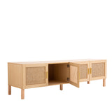 NNEDSZ Decor Santiago Rattan Entertainment Unit TV Stand Cabinet Storage Oak