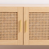 NNEDSZ Decor Santiago Rattan Entertainment Unit TV Stand Cabinet Storage Oak