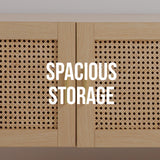 NNEDSZ Decor Santiago Rattan Entertainment Unit TV Stand Cabinet Storage Oak