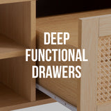 NNEDSZ Decor Santiago Rattan Coffee Table Storage Drawer Furniture Wooden Oak