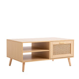 NNEDSZ Decor Santiago Rattan Coffee Table Storage Drawer Furniture Wooden Oak