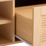 NNEDSZ Decor Santiago Rattan Coffee Table Storage Drawer Furniture Wooden Oak