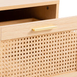 NNEDSZ Decor Santiago Rattan Coffee Table Storage Drawer Furniture Wooden Oak