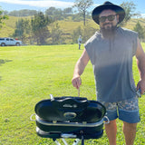 NNEDSZ Havana Outdoors BBQ Mate Premium Portable Gas Grill LPG Twin Grill Outdoor Black