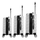 NNEDSZ 3pc ABS Luggage Suitcase Luxury Hard Case Shockproof Travel Set - Silver