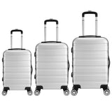 NNEDSZ 3pc ABS Luggage Suitcase Luxury Hard Case Shockproof Travel Set - Silver