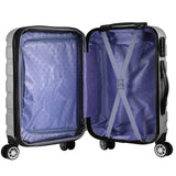 NNEDSZ 3pc ABS Luggage Suitcase Luxury Hard Case Shockproof Travel Set - Silver