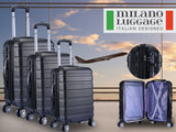 NNEDSZ 3pc ABS Luggage Suitcase Luxury Hard Case Shockproof Travel Set - Black