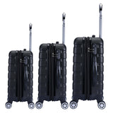 NNEDSZ 3pc ABS Luggage Suitcase Luxury Hard Case Shockproof Travel Set - Black