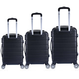 NNEDSZ 3pc ABS Luggage Suitcase Luxury Hard Case Shockproof Travel Set - Black