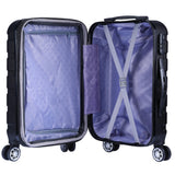NNEDSZ 3pc ABS Luggage Suitcase Luxury Hard Case Shockproof Travel Set - Black