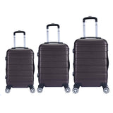 NNEDSZ 3pc ABS Luggage Suitcase Luxury Hard Case Shockproof Travel Set - Brown