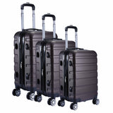 NNEDSZ 3pc ABS Luggage Suitcase Luxury Hard Case Shockproof Travel Set - Brown