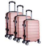 NNEDSZ 3pc ABS Luggage Suitcase Luxury Hard Case Shockproof Travel Set - Rose Gold