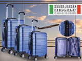 NNEDSZ 3pc ABS Luggage Suitcase Luxury Hard Case Shockproof Travel Set - Blue