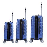 NNEDSZ 3pc ABS Luggage Suitcase Luxury Hard Case Shockproof Travel Set - Blue