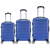 NNEDSZ 3pc ABS Luggage Suitcase Luxury Hard Case Shockproof Travel Set - Blue