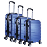 NNEDSZ 3pc ABS Luggage Suitcase Luxury Hard Case Shockproof Travel Set - Blue