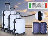 NNEDSZ 3pc ABS Luggage Suitcase Luxury Hard Case Shockproof Travel Set - White