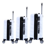 NNEDSZ 3pc ABS Luggage Suitcase Luxury Hard Case Shockproof Travel Set - White