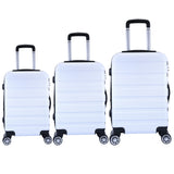 NNEDSZ 3pc ABS Luggage Suitcase Luxury Hard Case Shockproof Travel Set - White