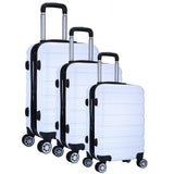 NNEDSZ 3pc ABS Luggage Suitcase Luxury Hard Case Shockproof Travel Set - White