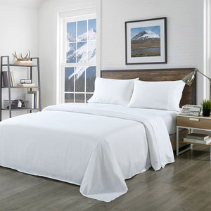 NNEDSZ Comfort Bamboo Blended Sheet & Pillowcases Set 1000TC Ultra Soft Bedding Queen White