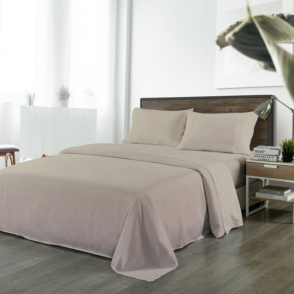 NNEDSZ Comfort Bamboo Blended Sheet & Pillowcases Set 1000TC Ultra Soft Bedding Queen Warm Grey
