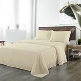 NNEDSZ Comfort Bamboo Blended Sheet & Pillowcases Set 1000TC Ultra Soft Bedding King Ivory