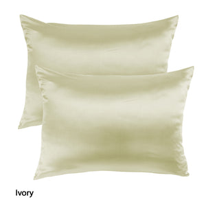 NNEDSZ Comfort Mulberry Soft Silk Hypoallergenic Pillowcase Twin Pack 51 x 76cm 51 x 76 cm Ivory