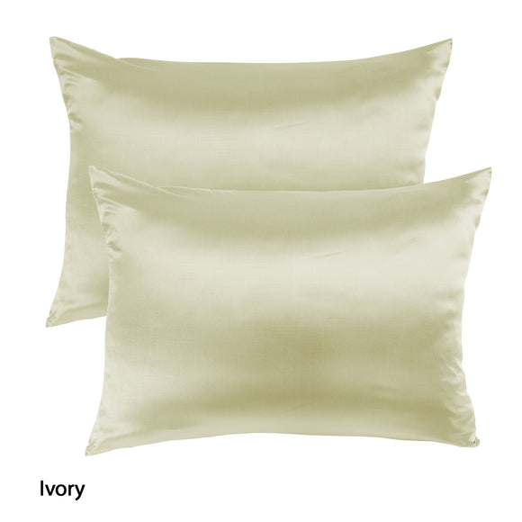 NNEDSZ Comfort Mulberry Soft Silk Hypoallergenic Pillowcase Twin Pack 51 x 76cm 51 x 76 cm Ivory