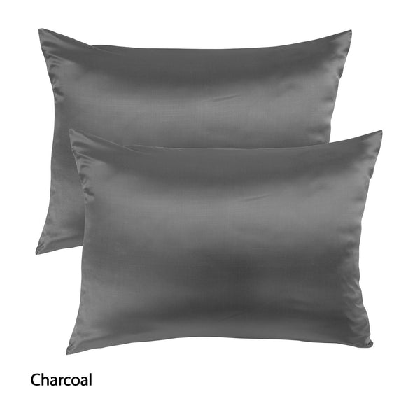 NNEDSZ Comfort Mulberry Soft Silk Hypoallergenic Pillowcase Twin Pack 51 x 76cm 51 x 76 cm Charcoal