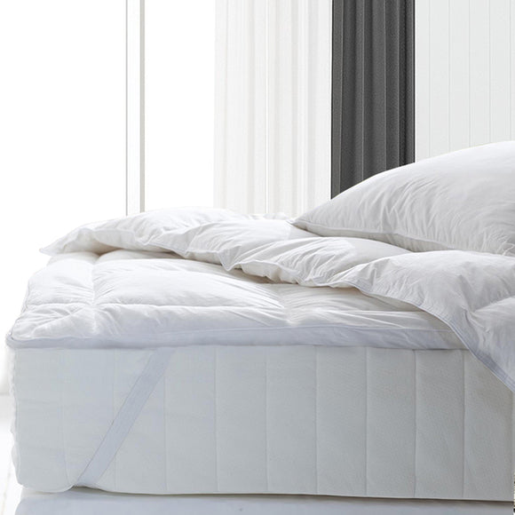 NNEDSZ Comfort Fitted Foam Cover Underlay Goose Mattress Topper 1000GSM Queen White