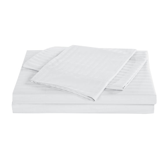 NNEDSZ 1200 Thread Count 100% Egyptian Cotton Sheet Set Stripe Hotel Grade King White