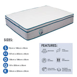 NNEDSZ  Panda Mattress 5 Zone Pocket Spring EuroTop Medium Firm 30cm Thickness - Double - White  Grey  Blue