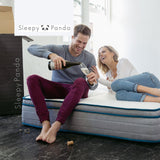 NNEDSZ  Panda Mattress 5 Zone Pocket Spring EuroTop Medium Firm 30cm Thickness - King - White  Grey  Blue