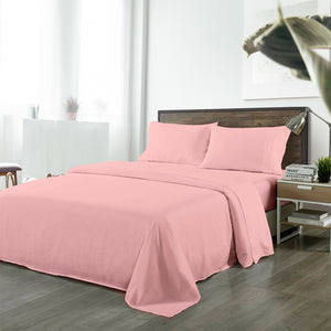 NNEDSZ Comfort Bamboo Blended Sheet & Pillowcases Set 1000TC Ultra Soft Bedding King Blush